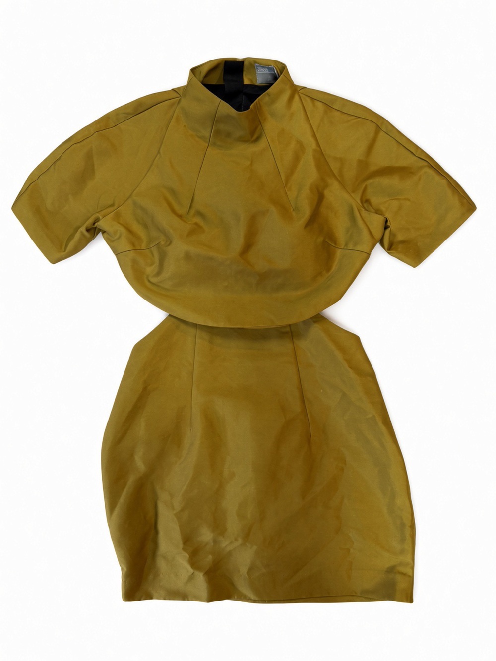 ASOS Structured Ochre Yellow Mock Neck Crop Top & Tailored Mini Skirt Set 6